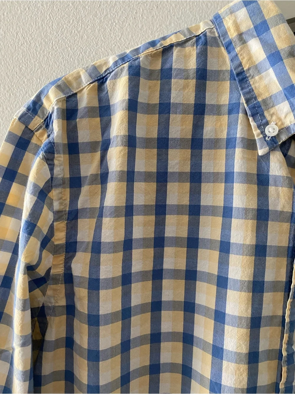 J. Crew Blue and Cream Check Button-Down Shirt